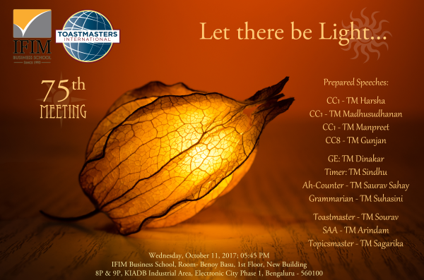 IFIM Toastmasters Club 75th meeting official poster