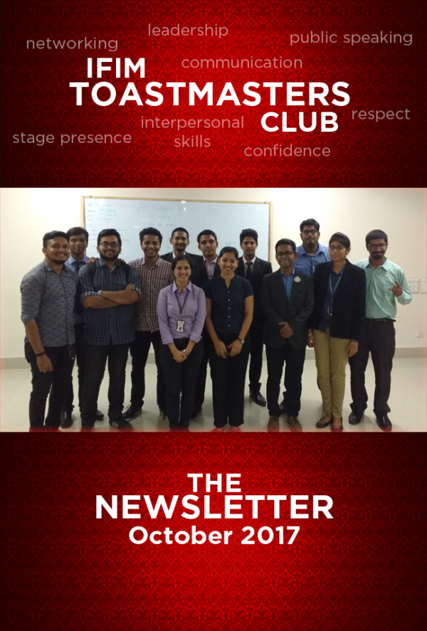 IFIM Toastmasters Club Newsletter - 2nd edition - October 2017